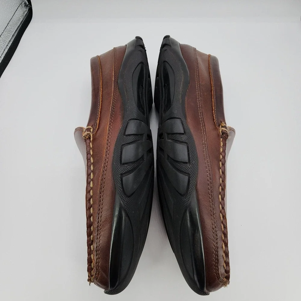 Allen Edmonds Boulder‎ Driving Shoes Mens 9.5 D Brown Leather Stitched Moccasin